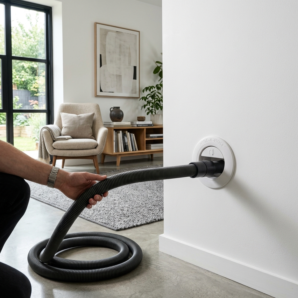 Hide-a-Hose retractable inlet valve in wall